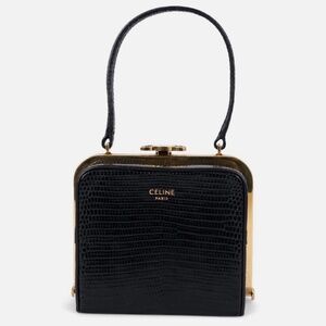 Celine black lizard Lana Minaudière Evening Bag
